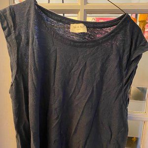 Wrap London Linen Blue/Grey Sleeveless top